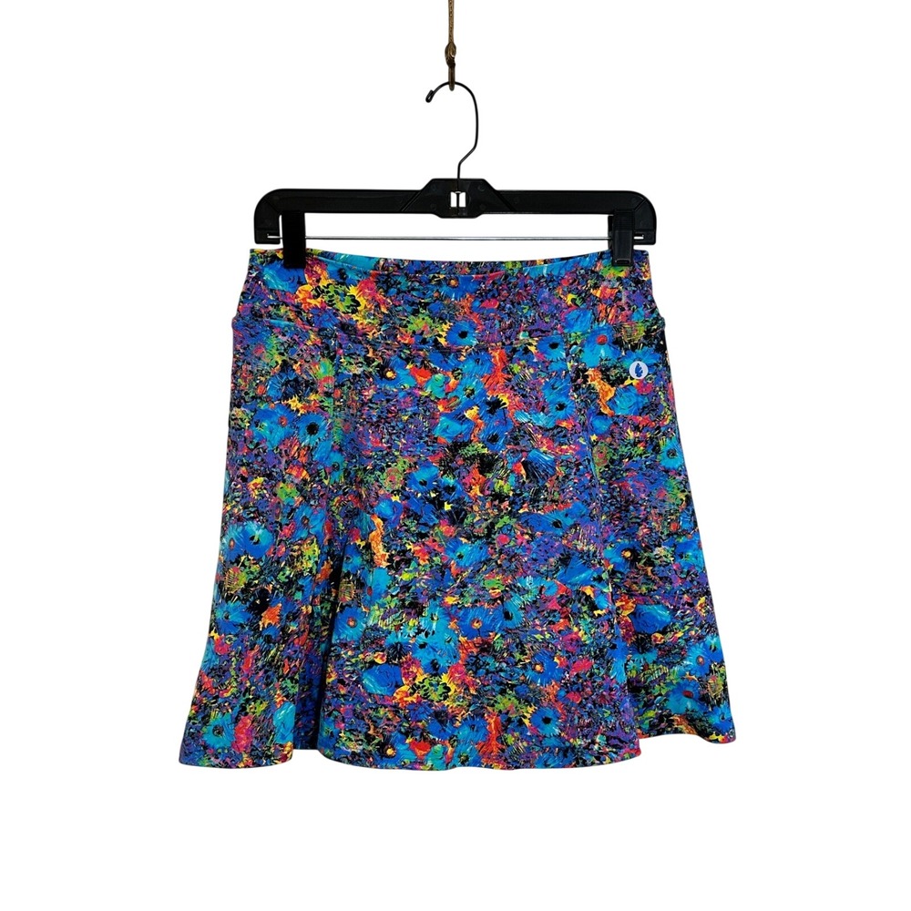 Dona Jo Ultimate Skirt Skort Size Size‎ L Blue Multicolor Floral Pickleball Golf
